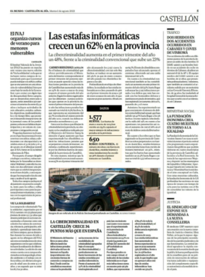 La Cibercriminalidad en Castelln crece 34 puntos ms que en Espaa...