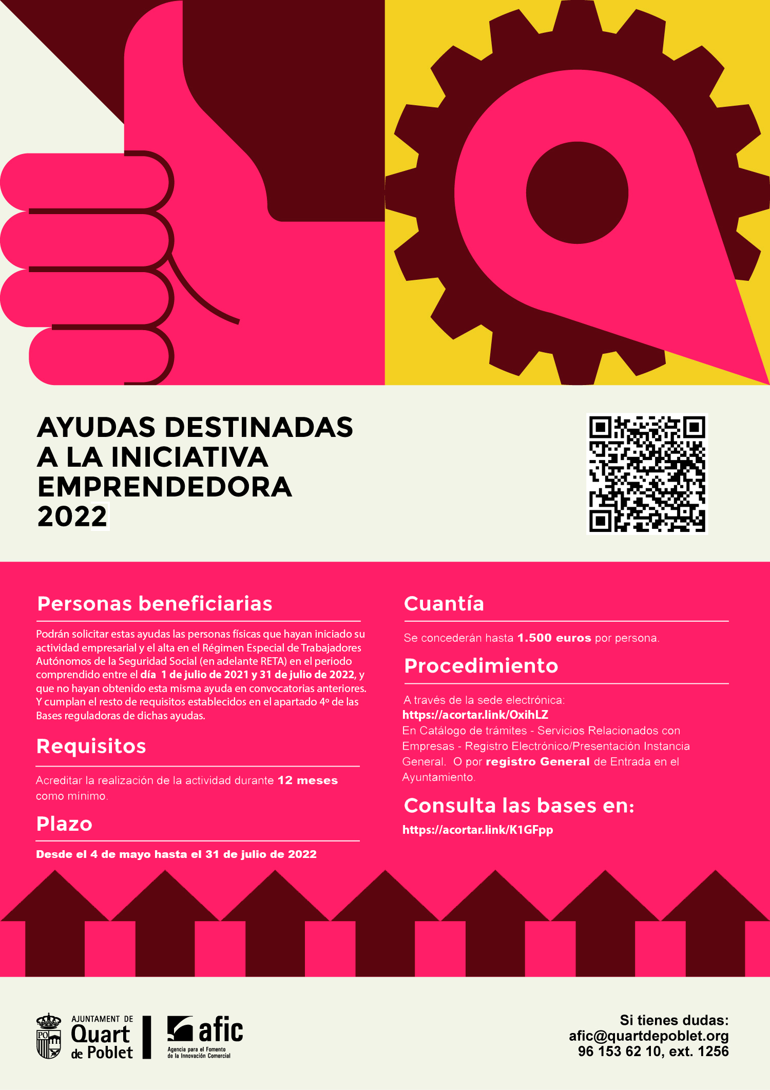Ayudas a la inicitiva emprendedora 2022, promovidas por el ayuntamiento Quart de Poblet