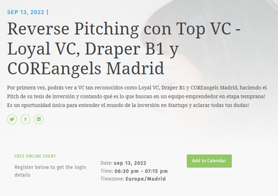 Reverse Pitching con Top VC - Loyal VC, Draper B1 y COREangels Madrid