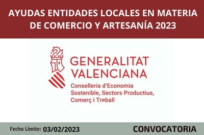 Ayudas a entidades locales en materia de comercio y artesanía 2023