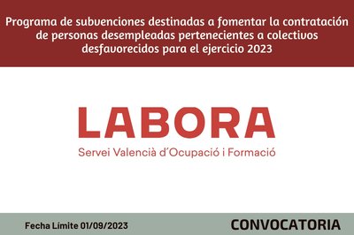 Subvenciones destinadas a fomentar la contratación de personas desempleadas pertenecientes a colectivos desfavorecidos 2023
