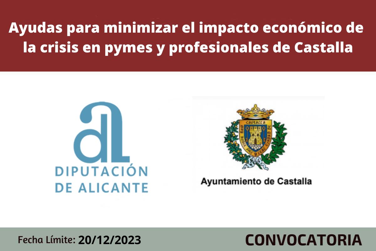 Ayudas para minimizar el impacto económico que la crisis está suponiendo sobre pymes, micropymes y profesionales de Castalla