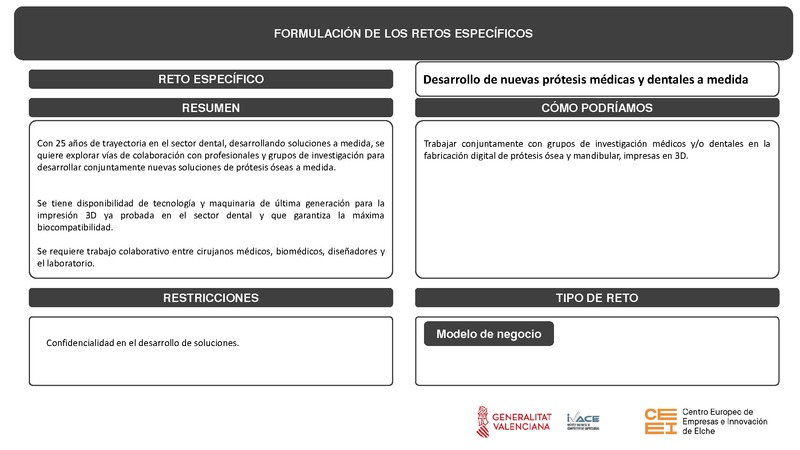 Desarrollo de nuevas prótesis médicas y dentales a medida