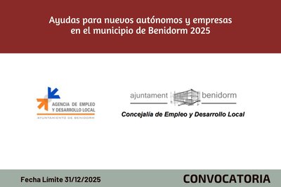Ayudas para nuevos autónomos y empresas en el municipio de Benidorm 2025