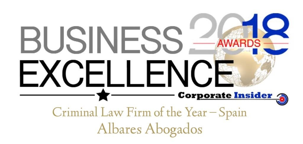 Albares Abogados, reconocido en los Business Excellence Awards 2018 - Best Criminal Law