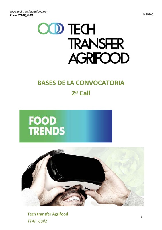 Bases II convocatoria Tech Transfer Agrifood